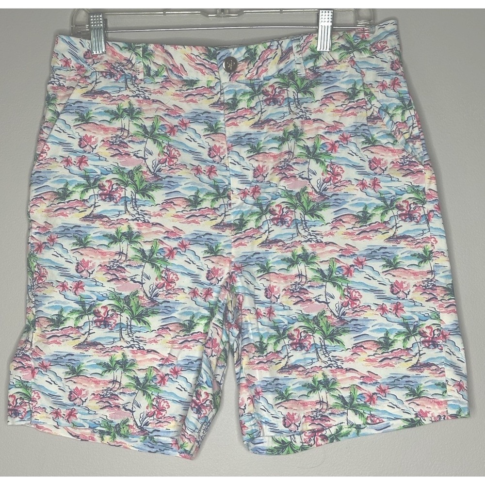 Steph Parker Bermuda Shorts Size 12 Tropical Retro Print Resort Travel